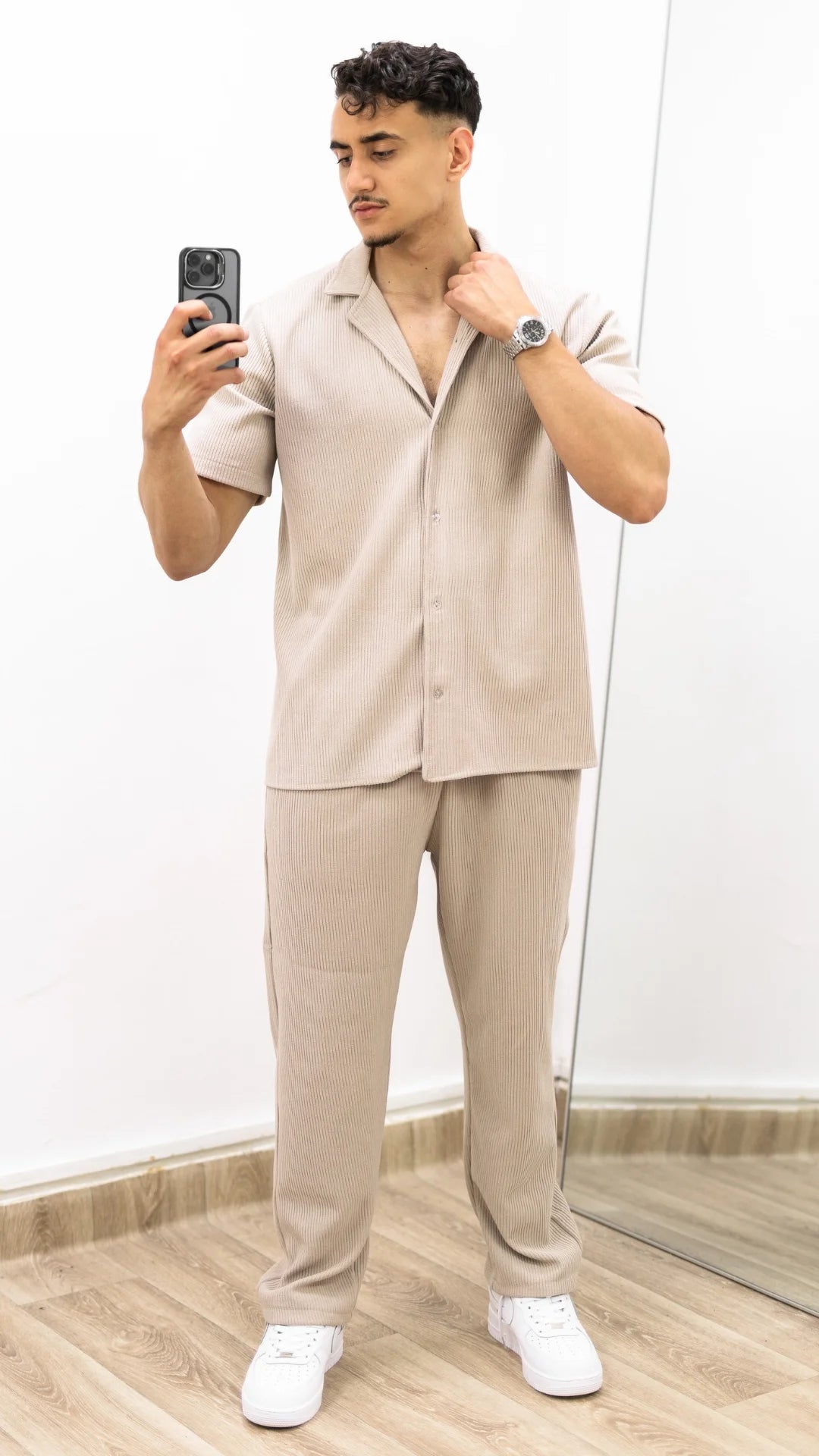 Ensemble de Luxe - chemise et pantalon plissé™- Sable Royal