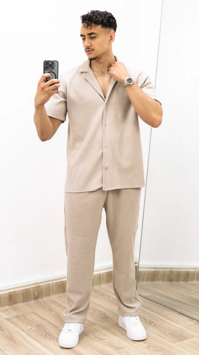 Ensemble de Luxe - chemise et pantalon plissé™- Sable Royal