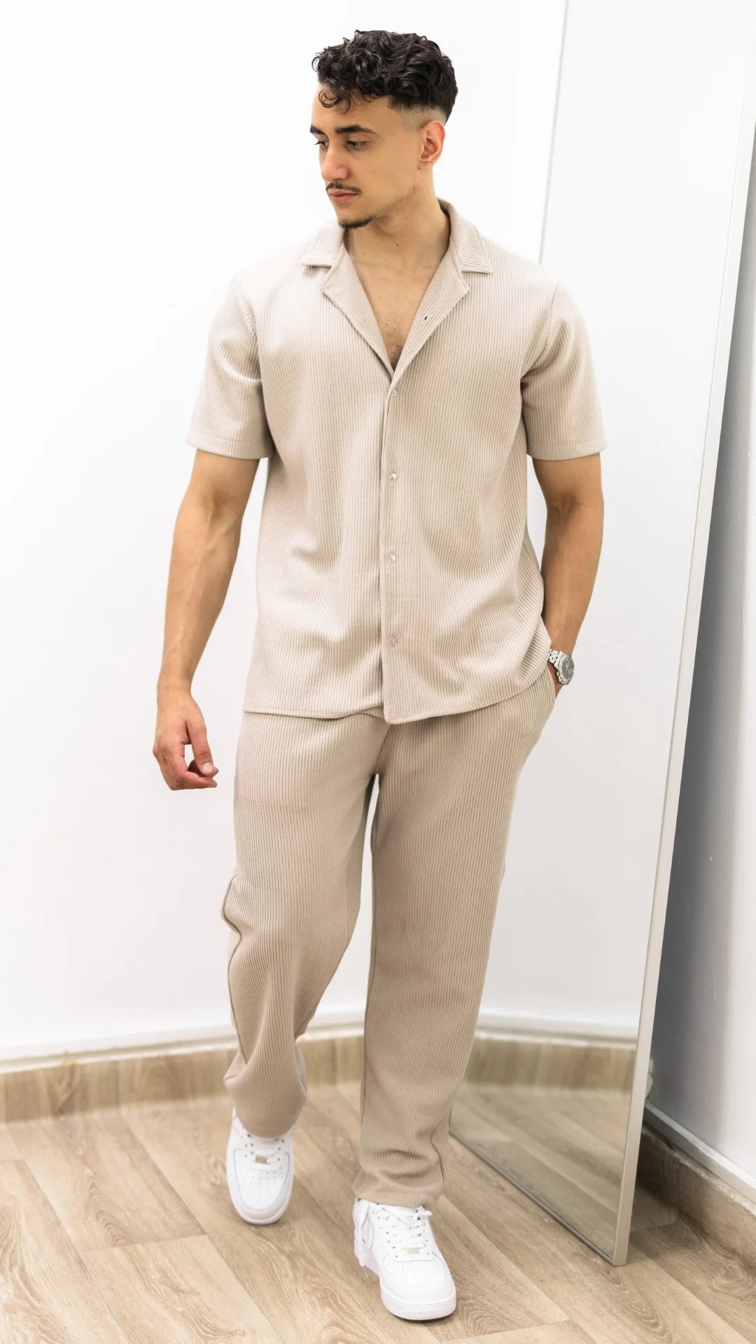 Ensemble de Luxe - chemise et pantalon plissé™- Sable Royal