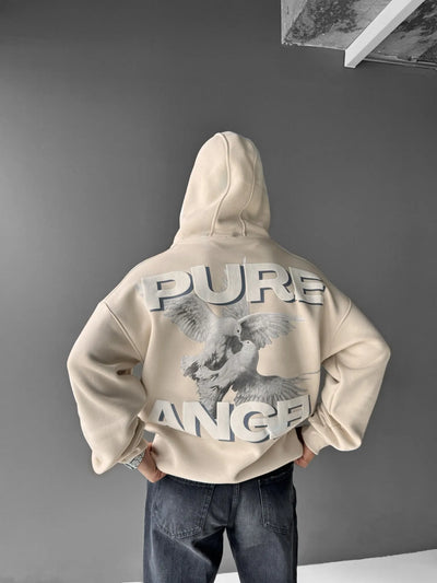 OVERSIZE PURE ANGEL HOODIE - BEIGE(UNISEX)