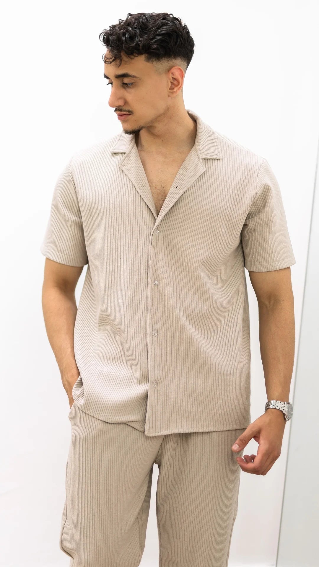 Ensemble de Luxe - chemise et pantalon plissé™- Sable Royal