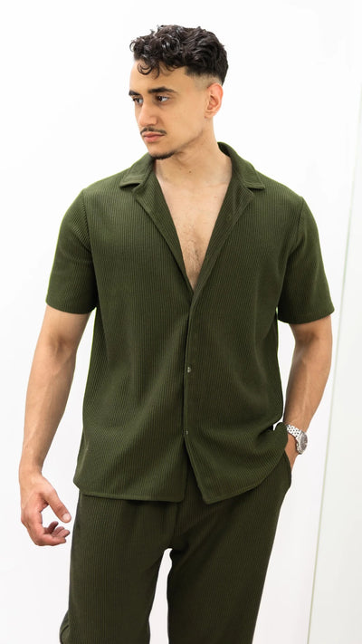 Ensemble de Luxe - chemise et pantalon plissé™- Vert raffiné