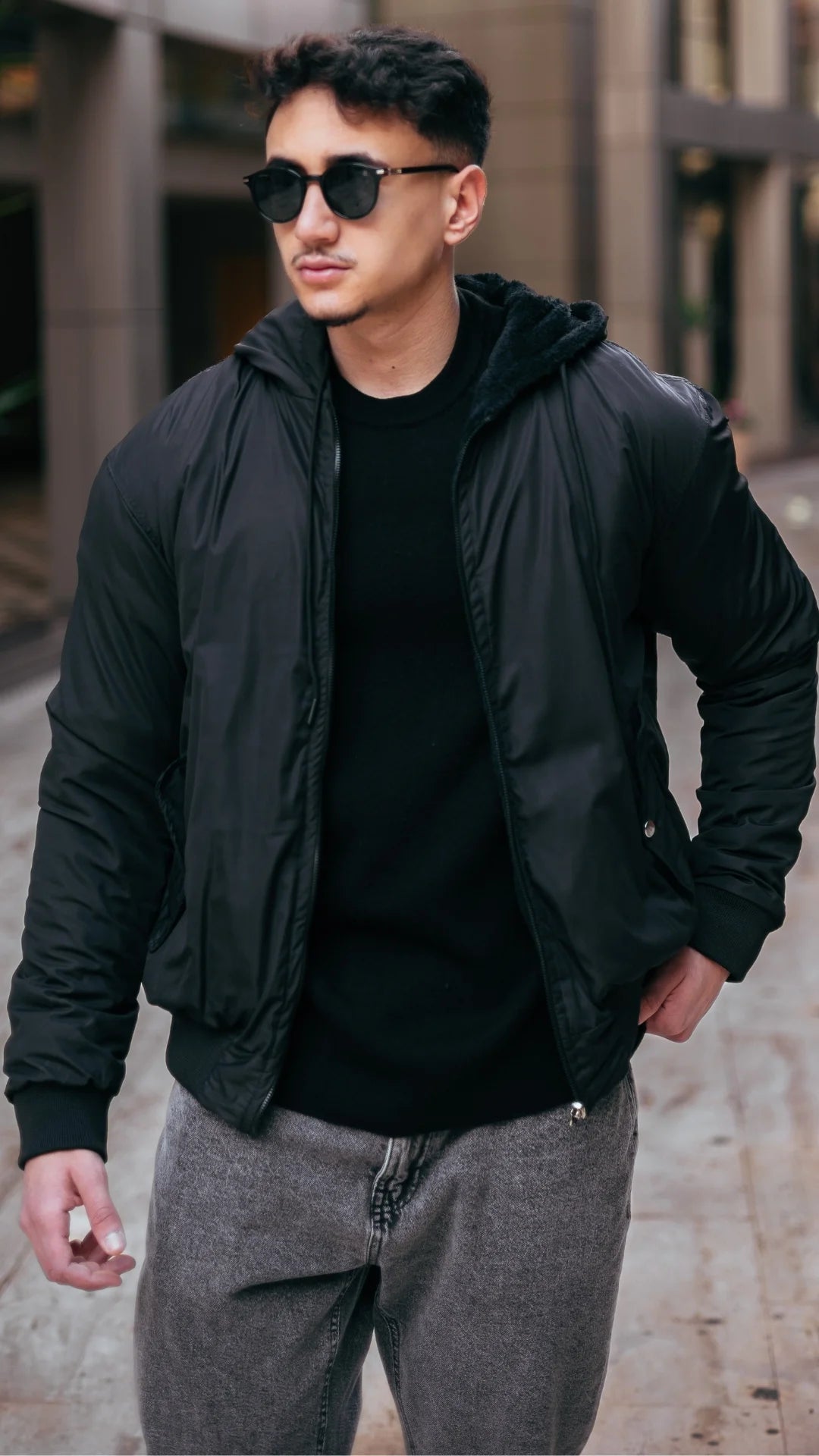 Veste Réversible en Fourrure Noir Intense