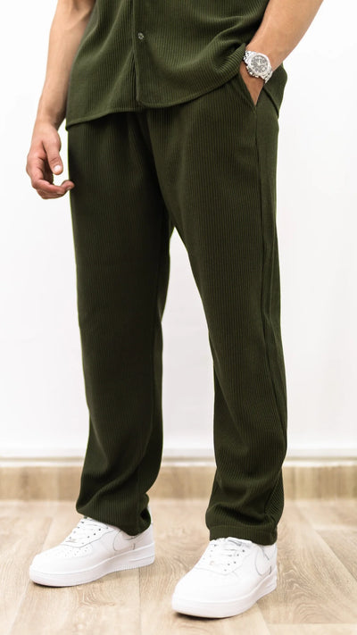 Ensemble de Luxe - chemise et pantalon plissé™- Vert raffiné
