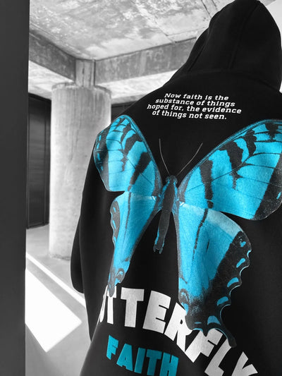 Oversized Butterfly Hoodie - Black and Blue (MEN)