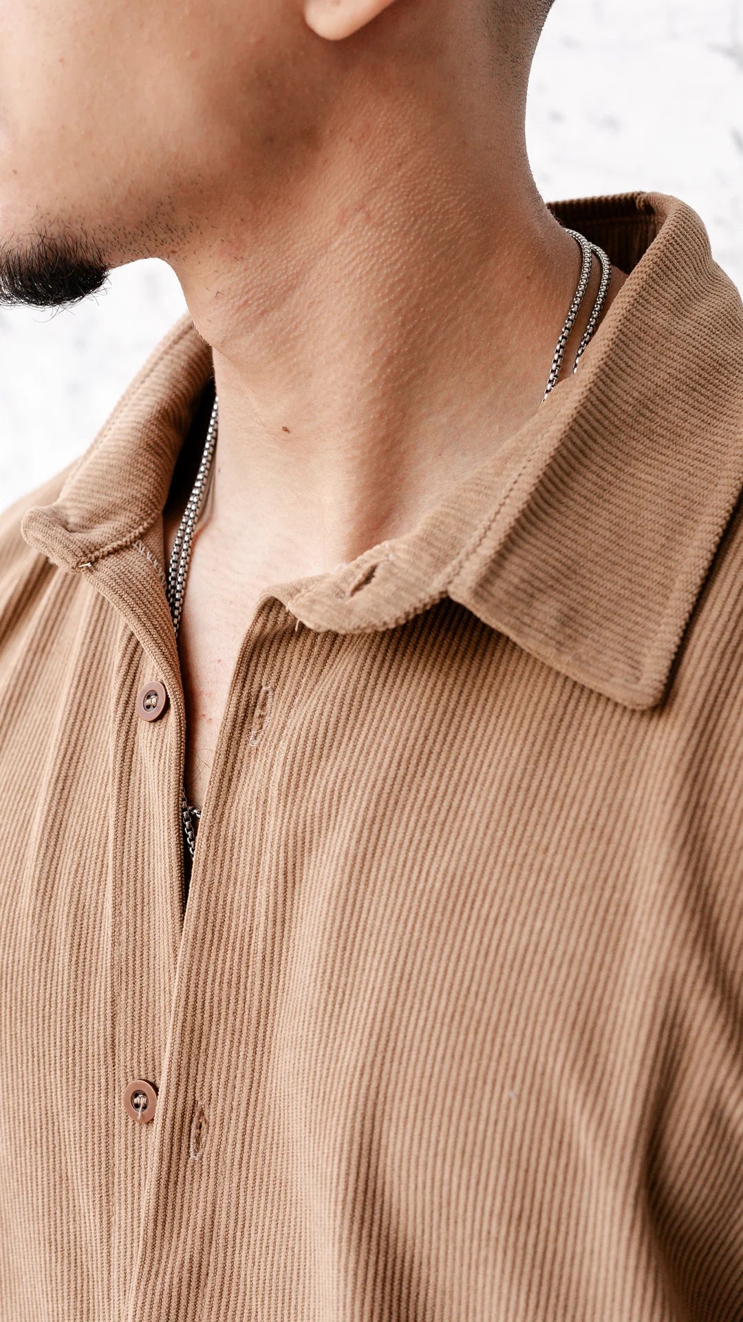 Chemise oversize en velour - Camel Tabac