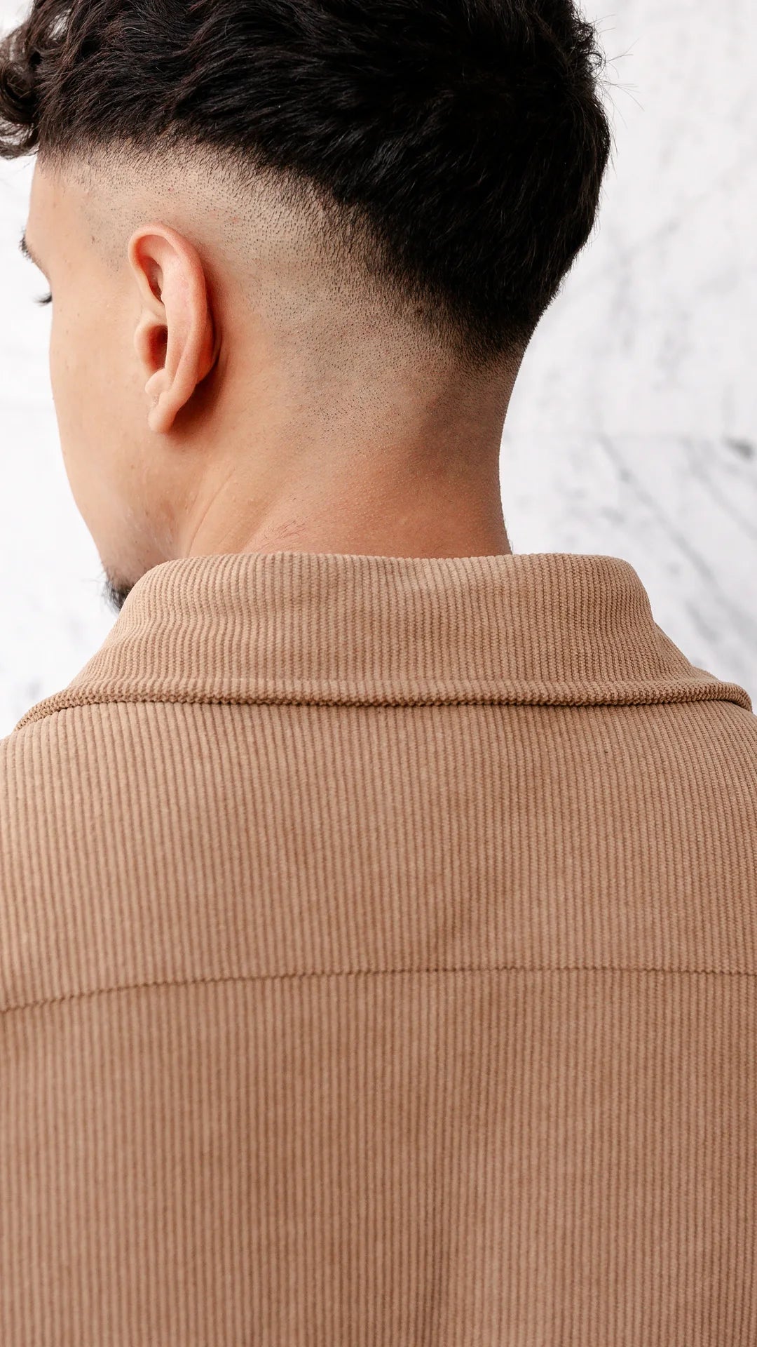 Chemise oversize en velour - Camel Tabac