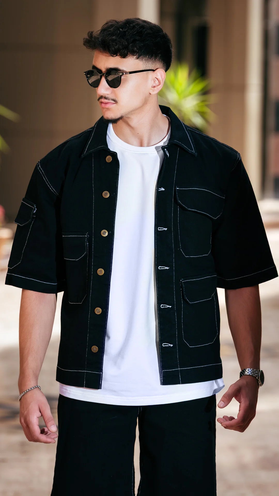 Ensemble en jean short et chemise™️ - Noir