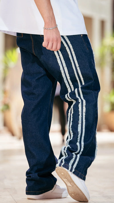 Jean Baggy Triple Stripe™ - Bleu