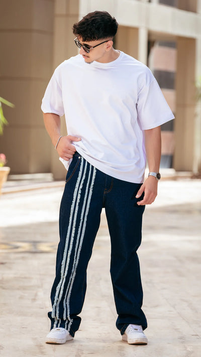 Jean Baggy Triple Stripe™ - Bleu