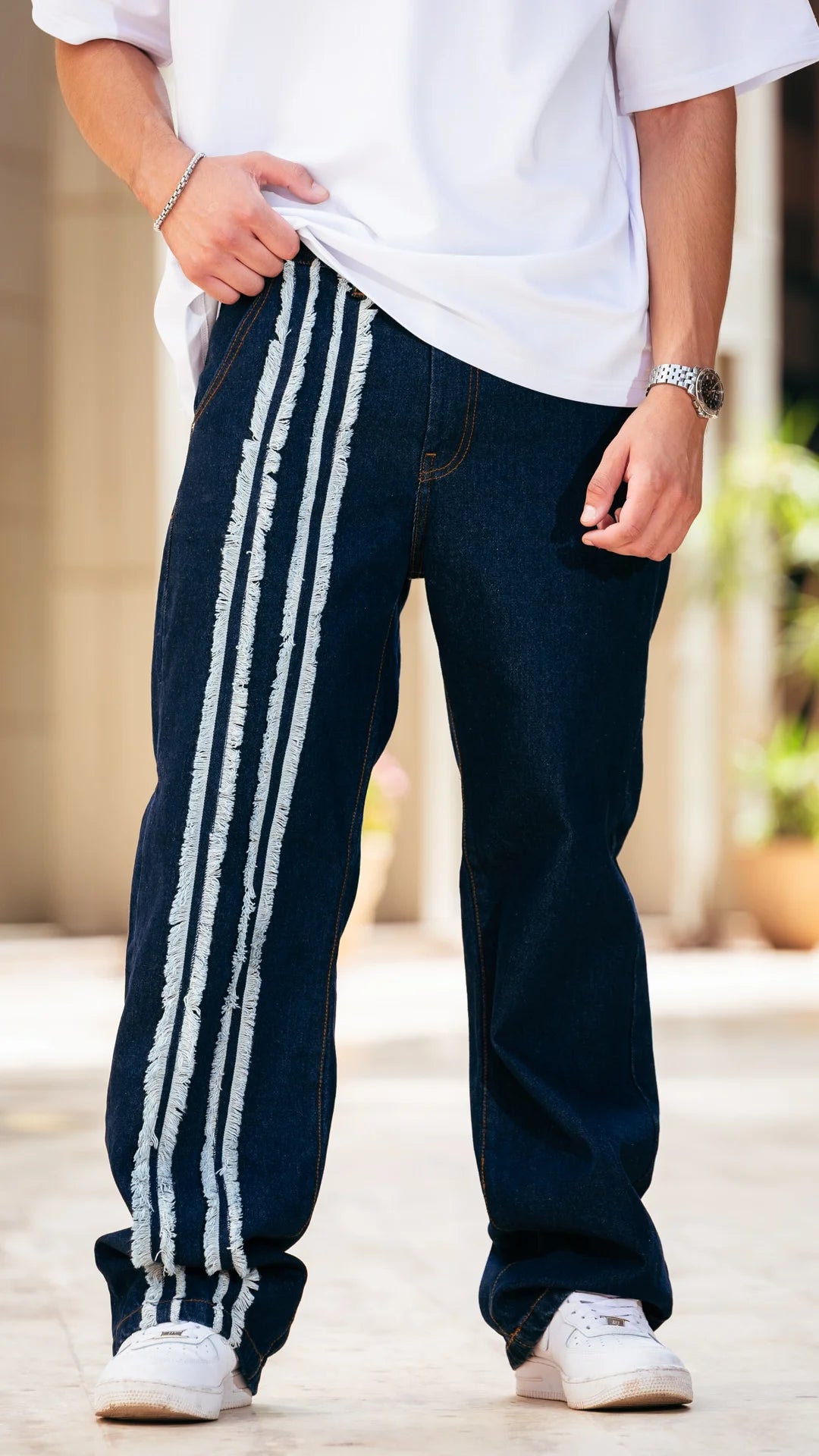 Jean Baggy Triple Stripe™ - Bleu