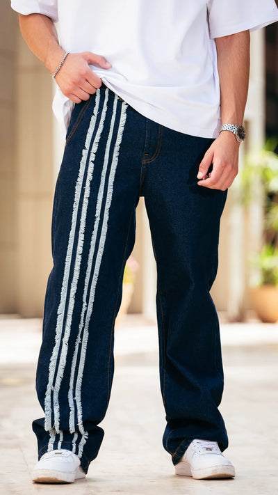 Jean Baggy Triple Stripe™ - Bleu