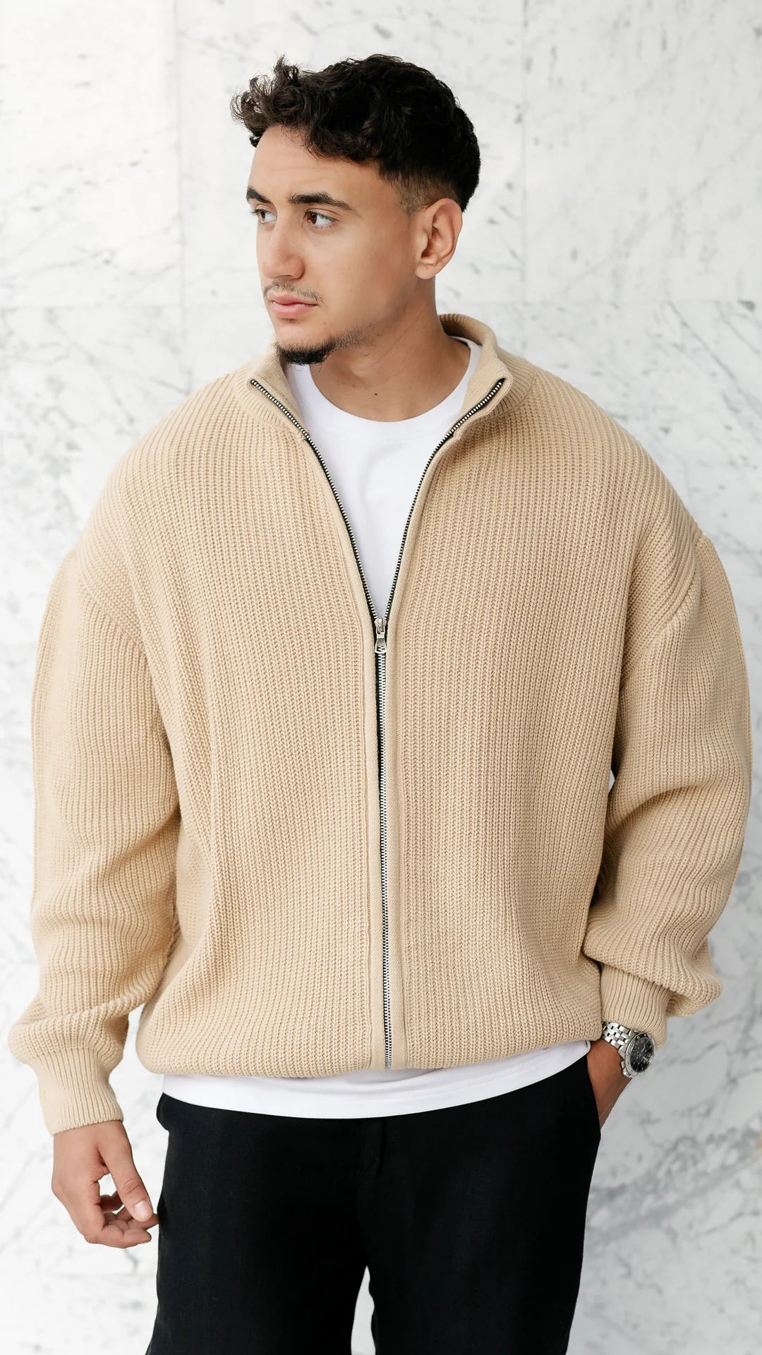 Le Tricot Zippé Monaco Beige luxe