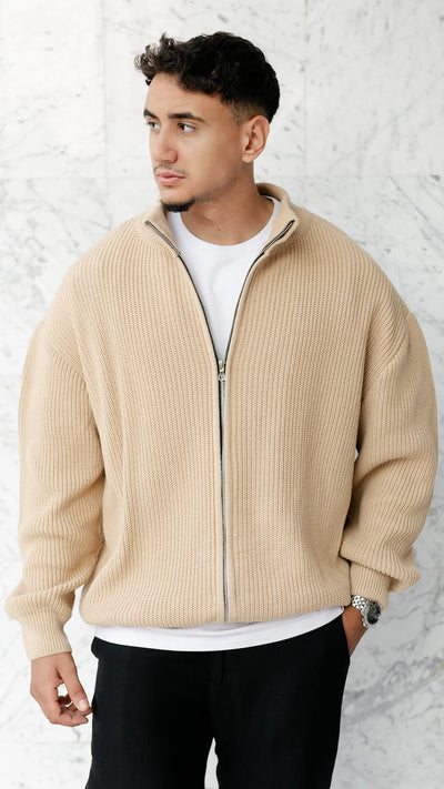 Le Tricot Zippé Monaco Beige luxe