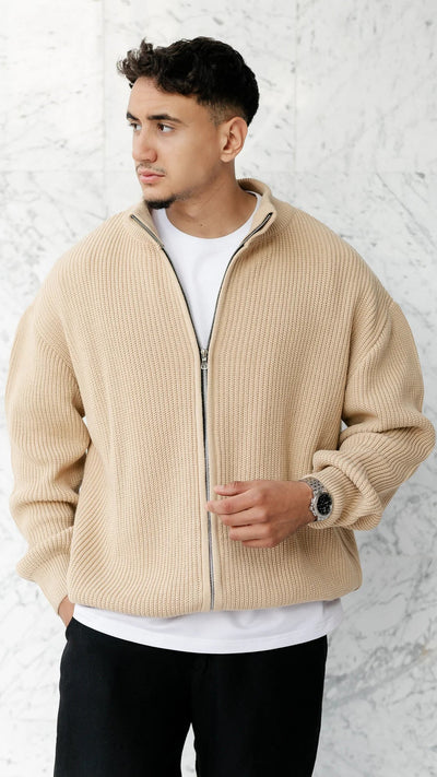 Le Tricot Zippé Monaco Beige luxe