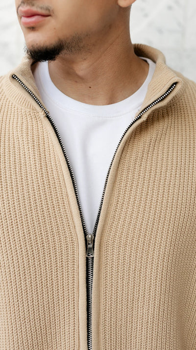Le Tricot Zippé Monaco Beige luxe