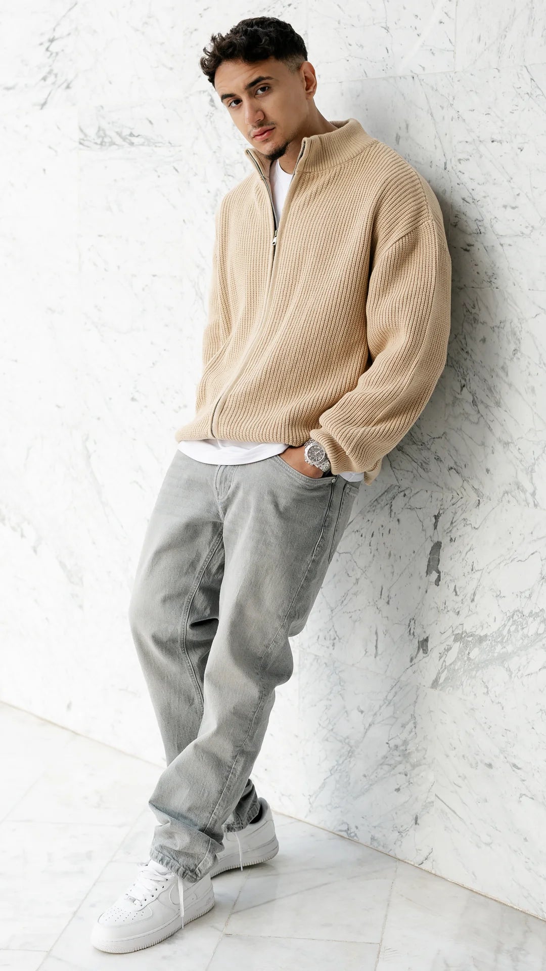 Le Tricot Zippé Monaco Beige luxe