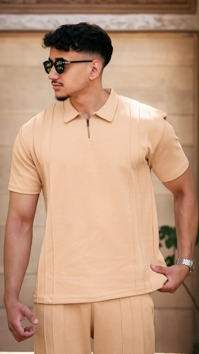 Ensemble polo et pantalon™️-Beige sable