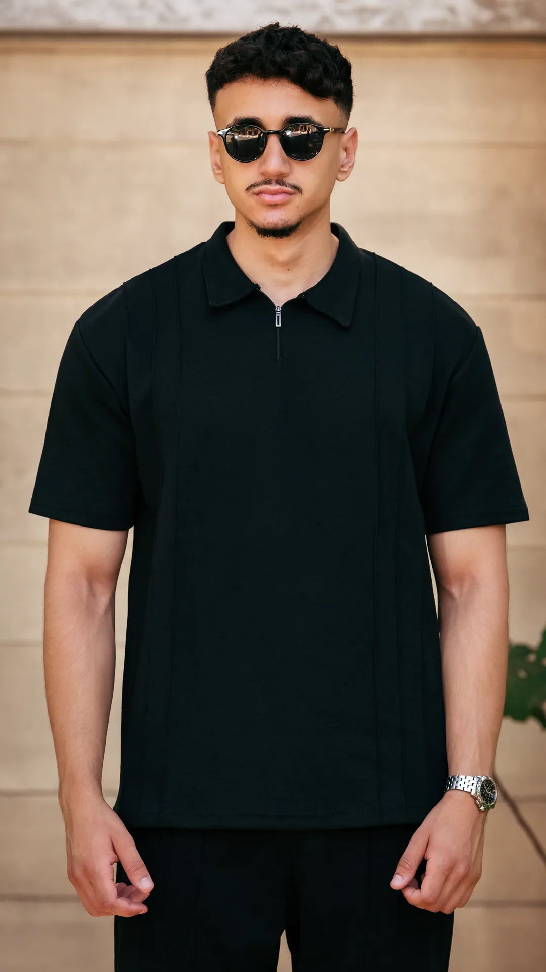 Ensemble polo et pantalon™️-Noir élégant