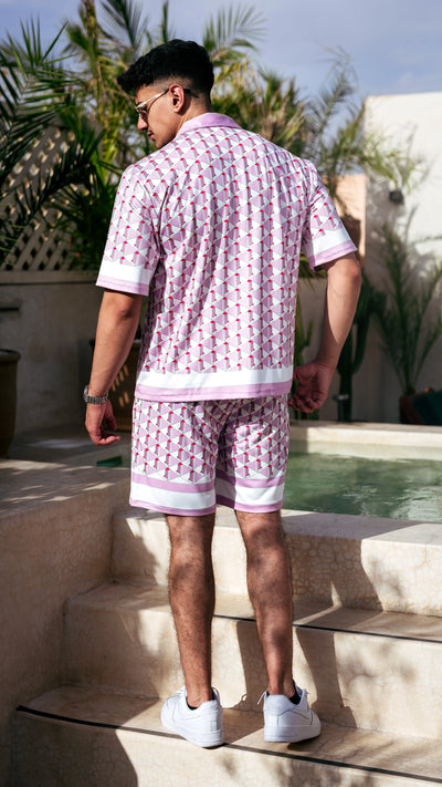 Ensemble short et chemise à motifs™️-pink geometry