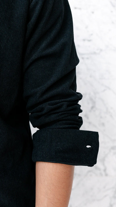 Chemise oversize en velour  - Noir cendré