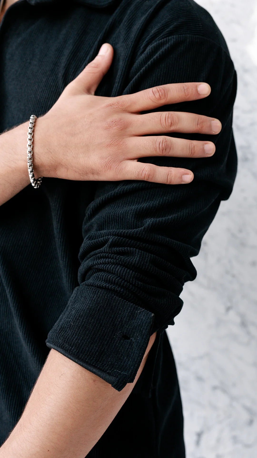 Chemise oversize en velour  - Noir cendré
