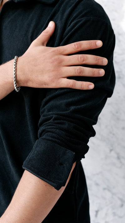 Chemise oversize en velour  - Noir cendré