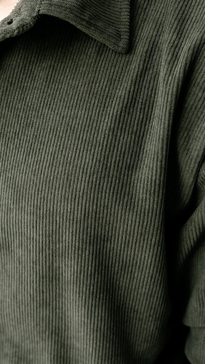 Chemise oversize en velour - Vert Forêt