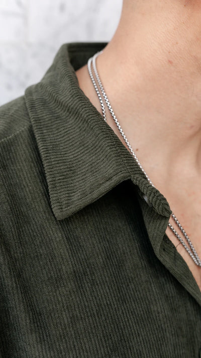 Chemise oversize en velour - Vert Forêt