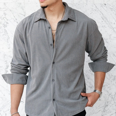 Chemise oversize en velour - Gris charbon