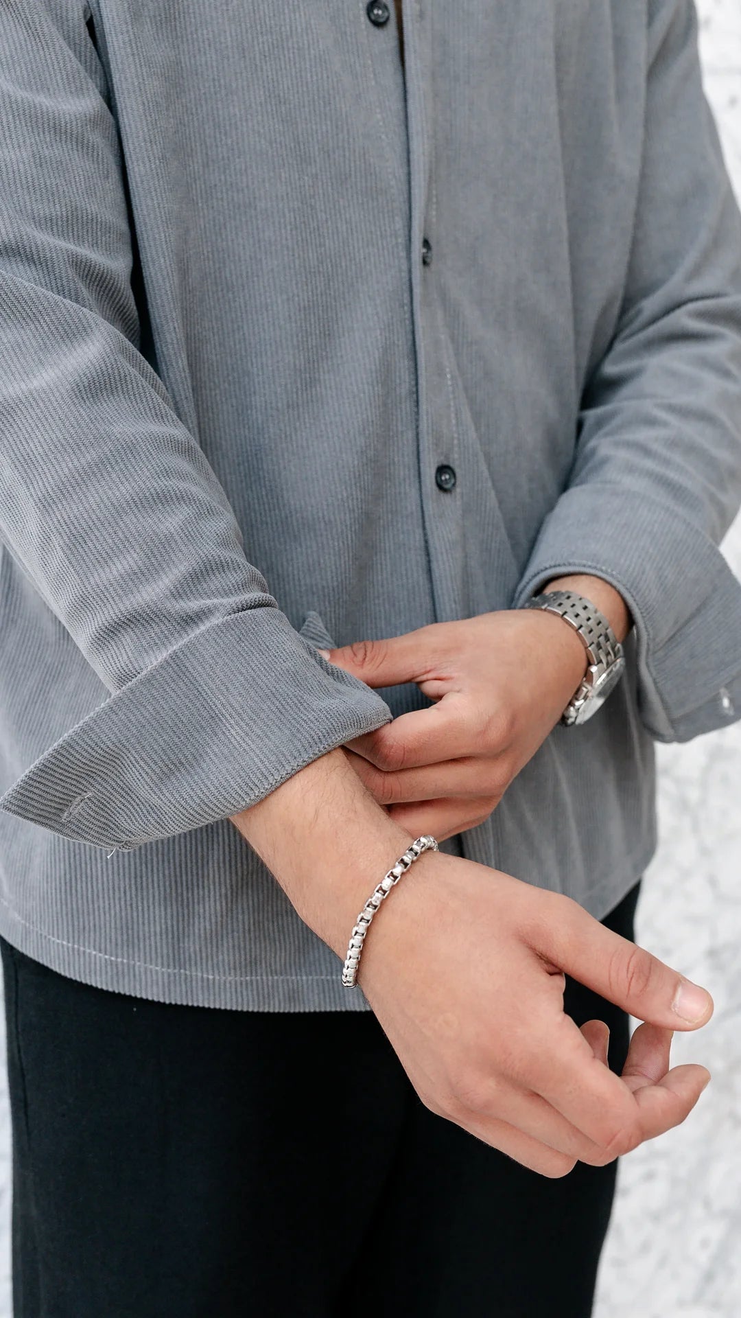 Chemise oversize en velour - Gris charbon