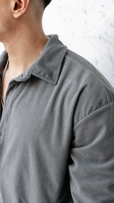 Chemise oversize en velour - Gris charbon