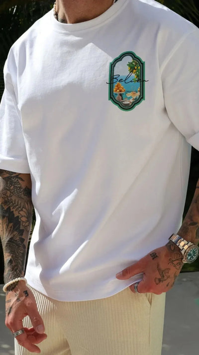 Capri view t-shirt- Blanc