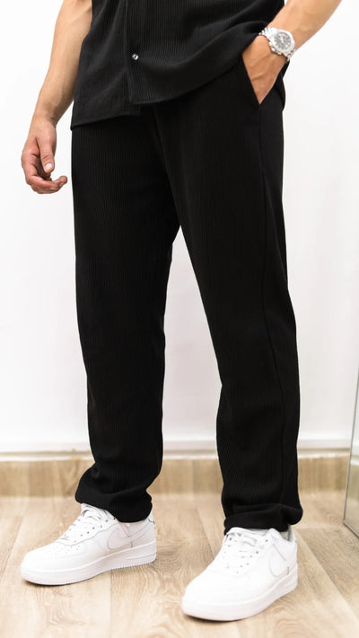 Ensemble de Luxe - chemise et pantalon plissé™- Noir élégant