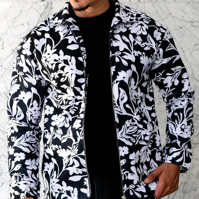 Veste à motifs fleurs - Noir