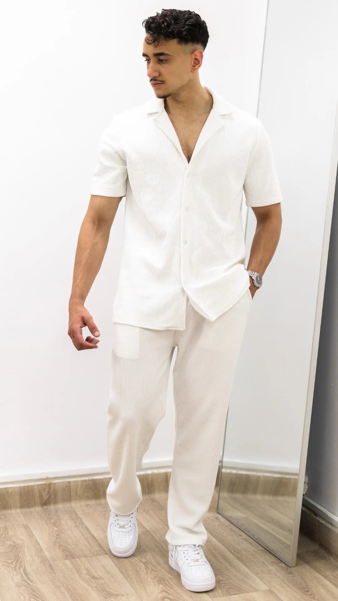Ensemble de Luxe - chemise et pantalon plissé™- Blanc luxe