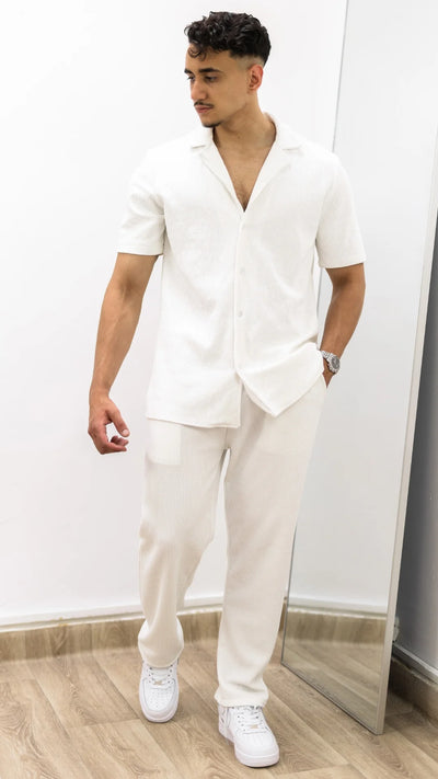 Ensemble de Luxe - chemise et pantalon plissé™- Blanc luxe