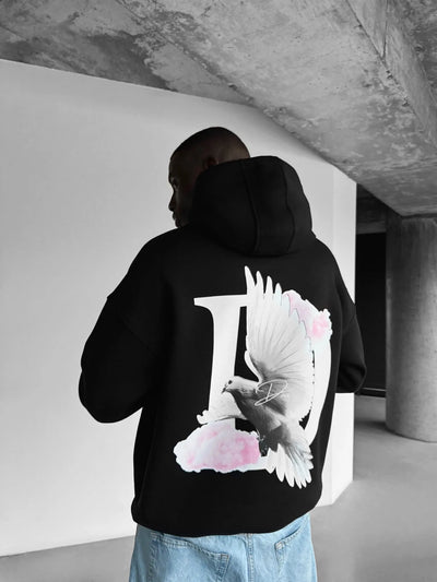 OVERSIZE DOVE HOODIE - BLACK