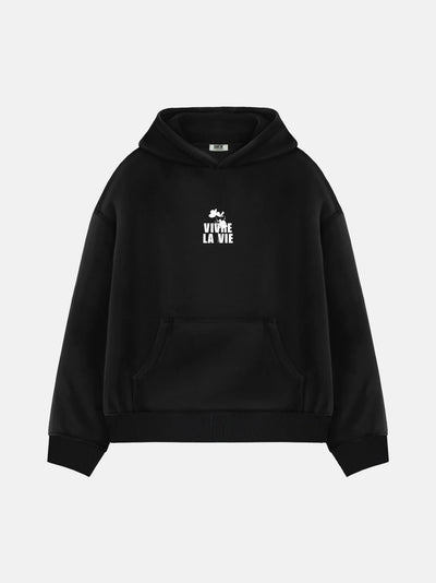 Vivre la vie Oversized Hoodie - Black