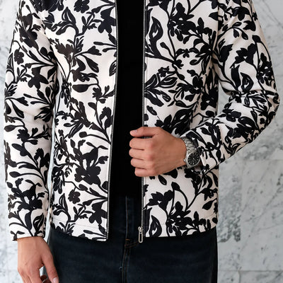 Veste  à motifs fleurs - Crème