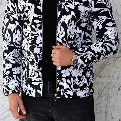 Veste à motifs fleurs - Noir