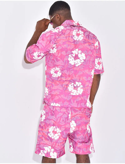 Ensemble short et chemise à motifs™️ Pink geometry