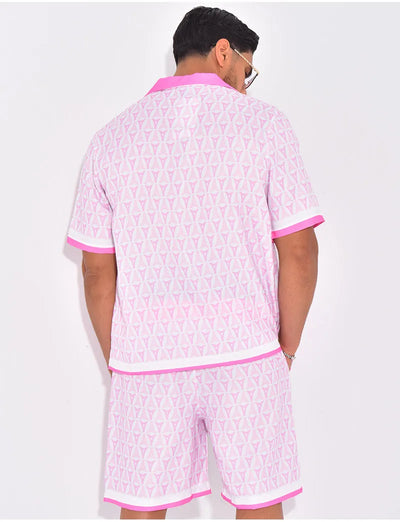 Ensemble short et chemise à motifs™️ Pink geometry