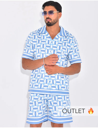 Ensemble short et chemise à motifs™️ Pink geometry