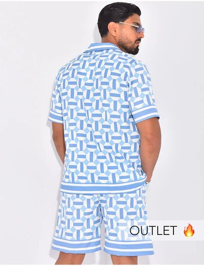 Ensemble short et chemise à motifs™️ Pink geometry
