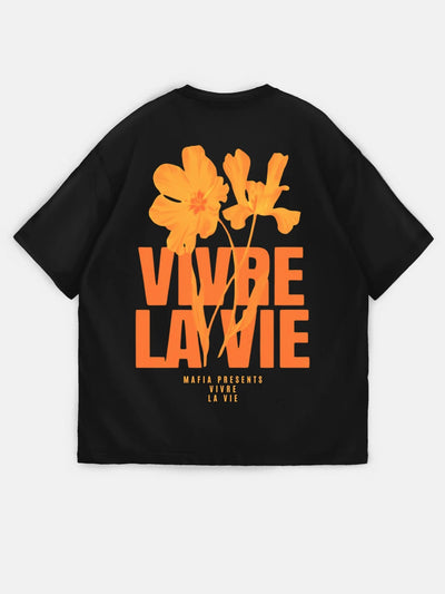 Vivre la vie HEAVYWEIGHT BOXY T-SHIRT-NOIR