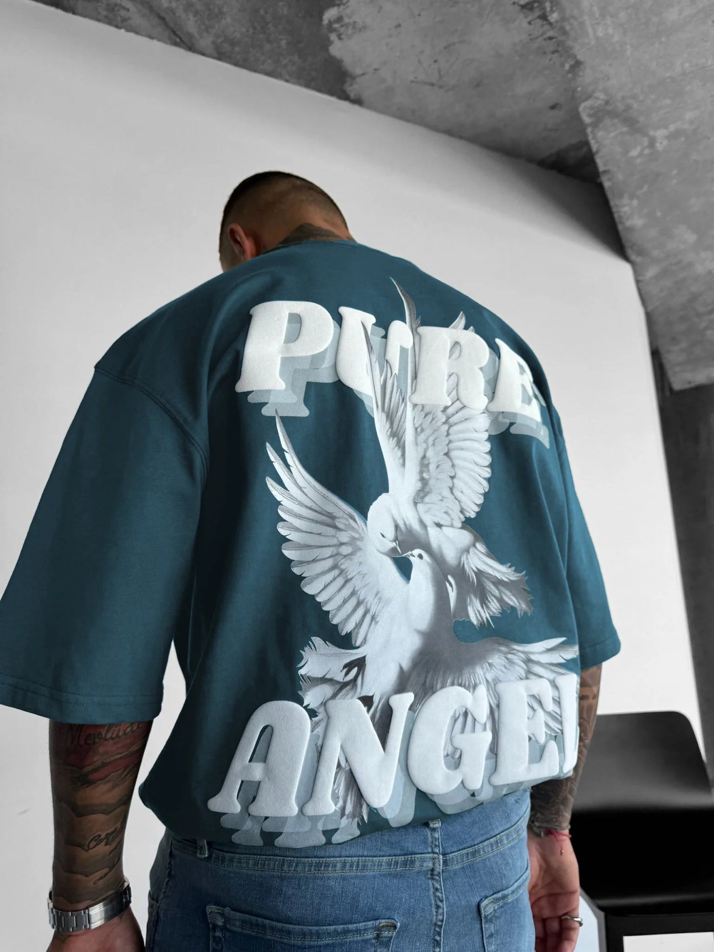 Pure angel  HEAVYWEIGHT BOXY T-SHIRT - Ocean Blue